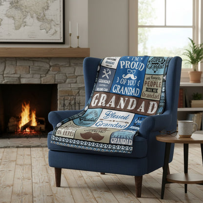 GiftoLuck “To My Grandpa” Flannel Blanket Soft Cozy Throw Perfect Gift for Granddad