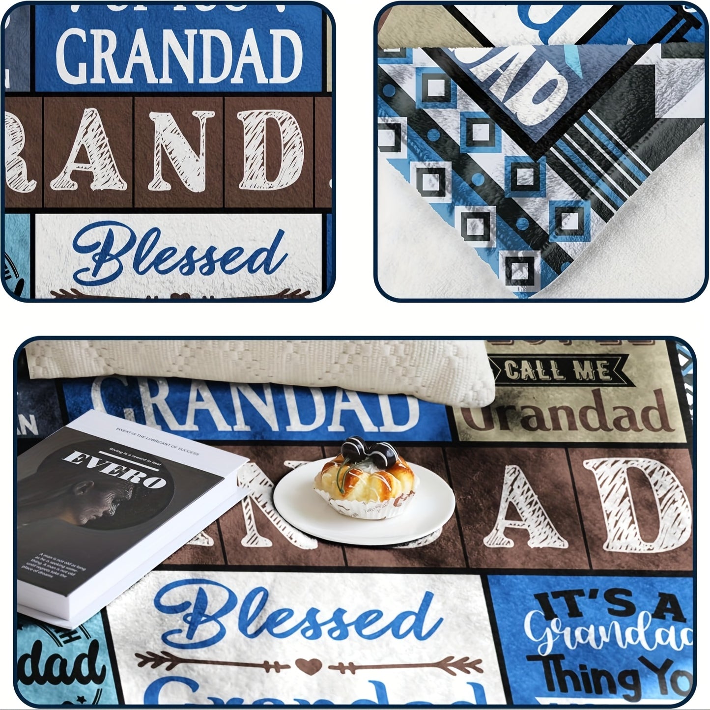 GiftoLuck “To My Grandpa” Flannel Blanket Soft Cozy Throw Perfect Gift for Granddad