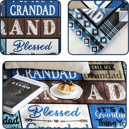 GiftoLuck “To My Grandpa” Flannel Blanket Soft Cozy Throw Perfect Gift for Granddad