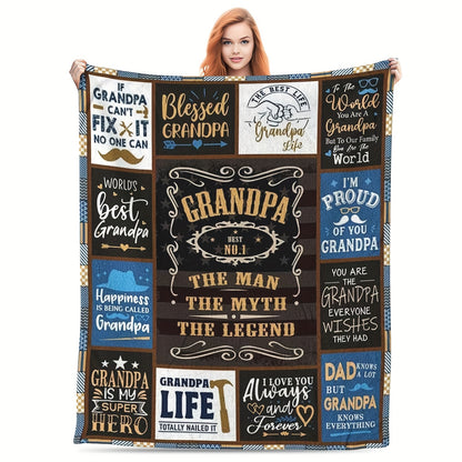 GiftoLuck “To My Grandpa” Flannel Blanket Soft Cozy Throw Perfect Gift for Granddad