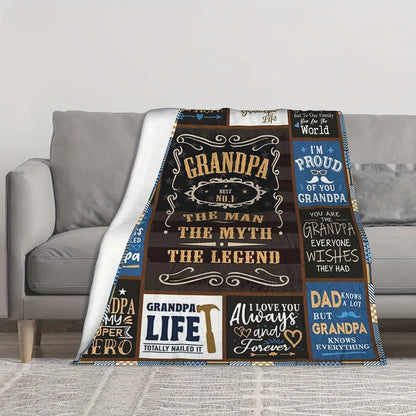GiftoLuck “To My Grandpa” Flannel Blanket Soft Cozy Throw Perfect Gift for Granddad