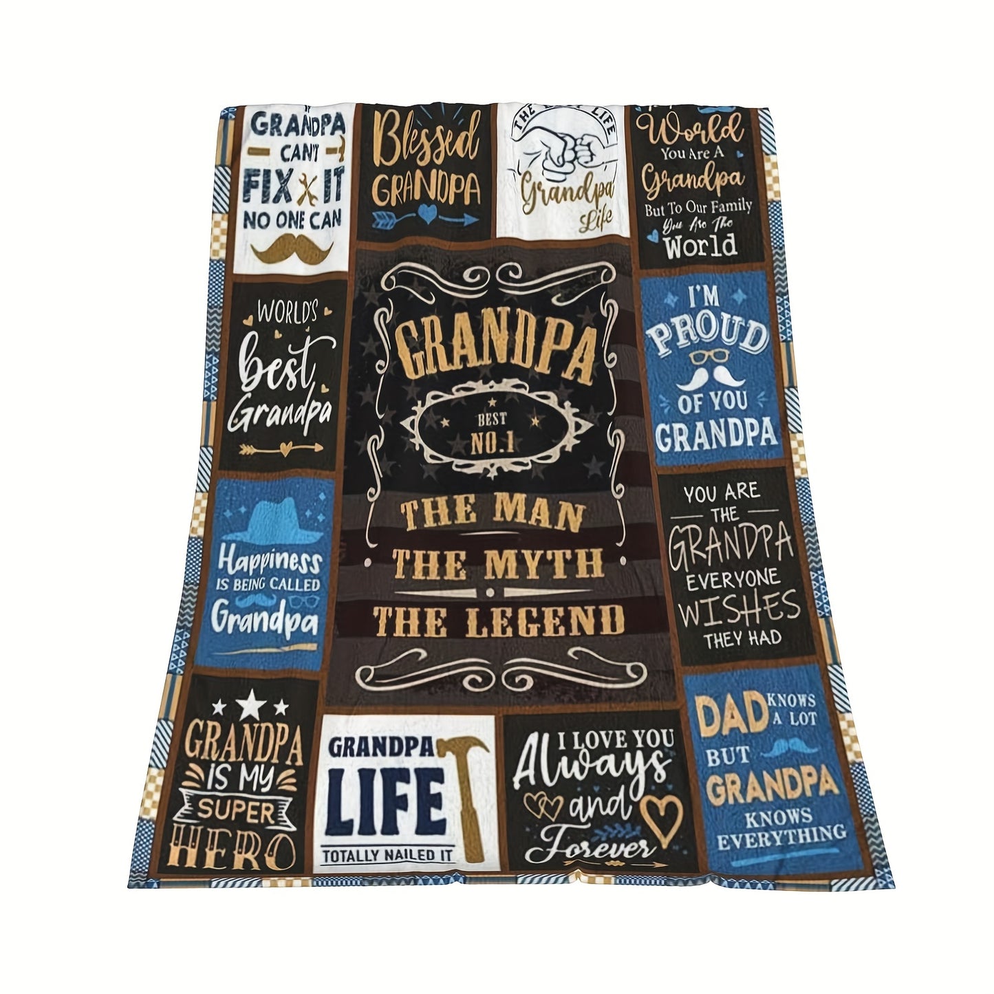 GiftoLuck “To My Grandpa” Flannel Blanket Soft Cozy Throw Perfect Gift for Granddad