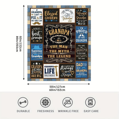 GiftoLuck “To My Grandpa” Flannel Blanket Soft Cozy Throw Perfect Gift for Granddad