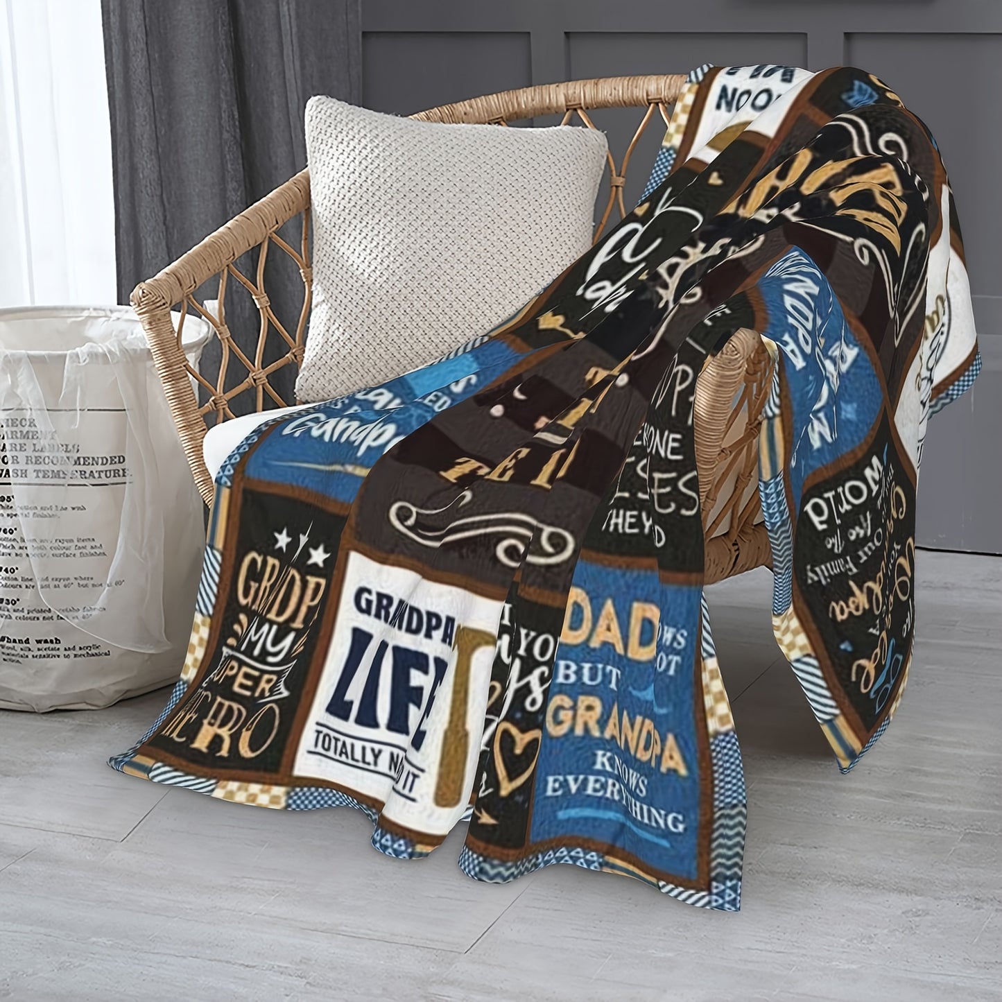 GiftoLuck “To My Grandpa” Flannel Blanket Soft Cozy Throw Perfect Gift for Granddad