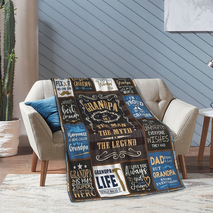 GiftoLuck “To My Grandpa” Flannel Blanket Soft Cozy Throw Perfect Gift for Granddad
