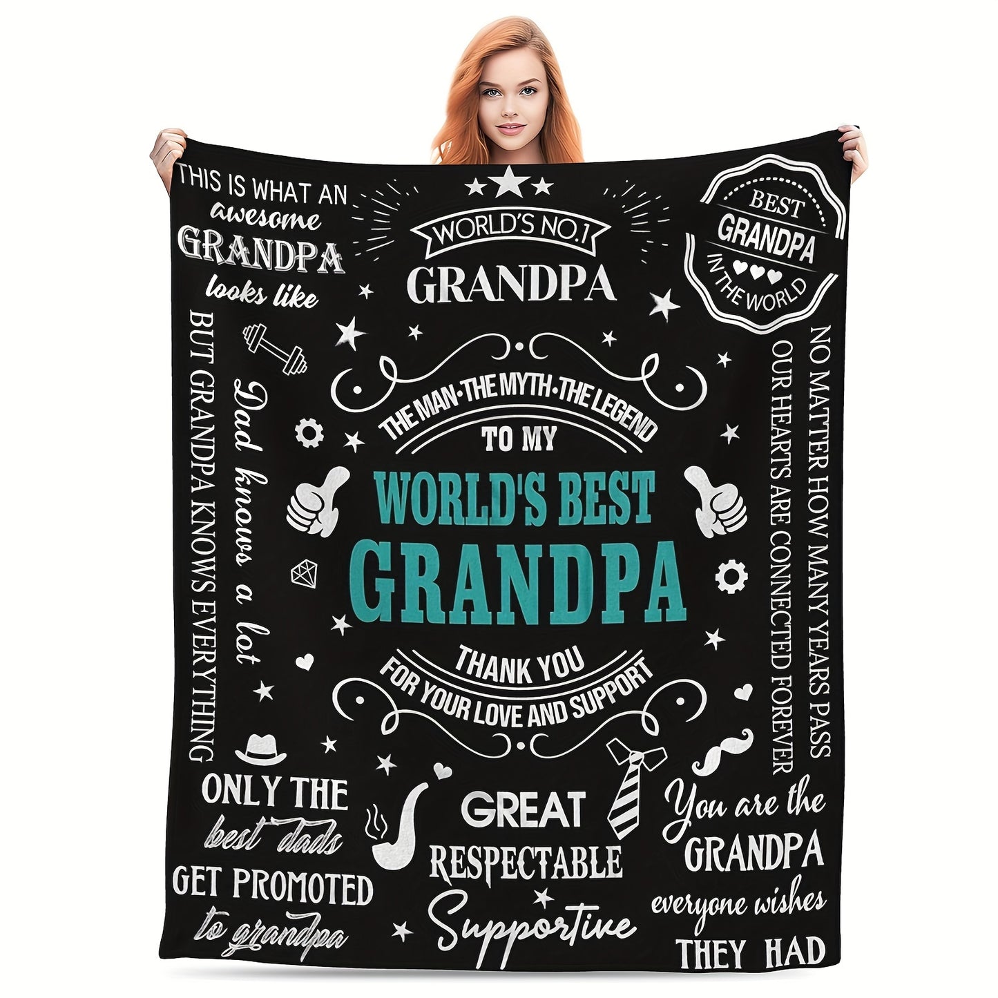 GiftoLuck “To My Grandpa” Flannel Blanket Soft Cozy Throw Perfect Gift for Granddad