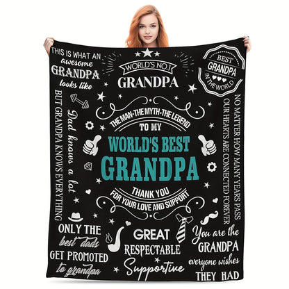 GiftoLuck “To My Grandpa” Flannel Blanket Soft Cozy Throw Perfect Gift for Granddad