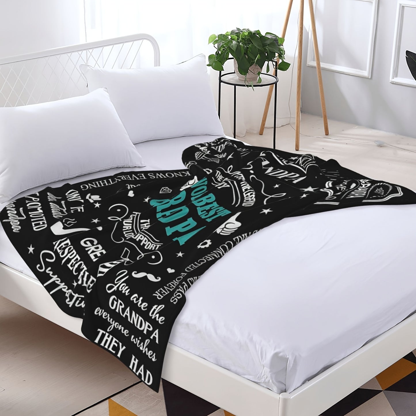 GiftoLuck “To My Grandpa” Flannel Blanket Soft Cozy Throw Perfect Gift for Granddad