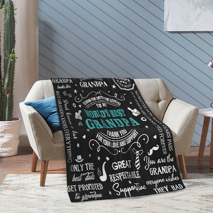GiftoLuck “To My Grandpa” Flannel Blanket Soft Cozy Throw Perfect Gift for Granddad