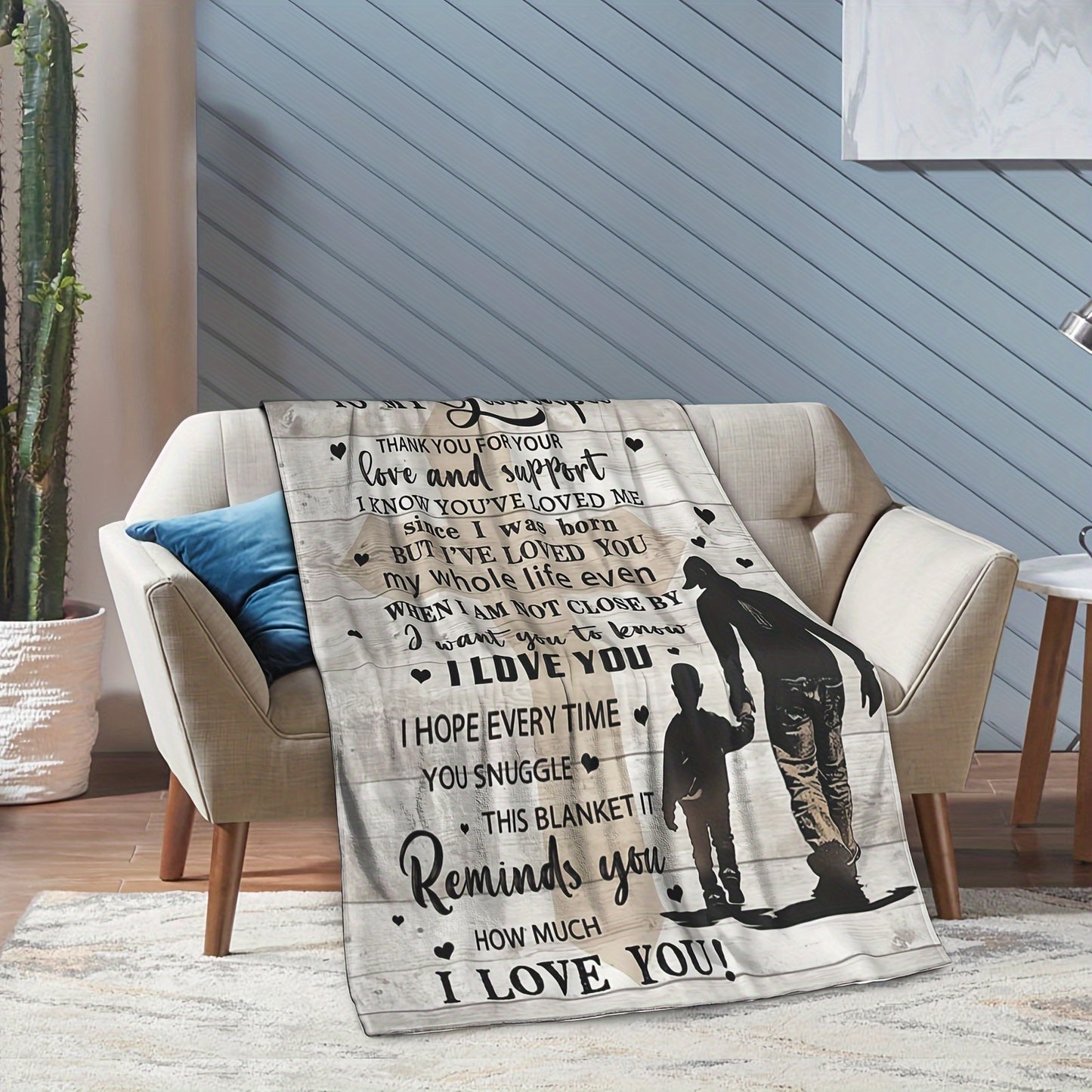GiftoLuck “To My Grandpa” Flannel Blanket Soft Cozy Throw Perfect Gift for Granddad