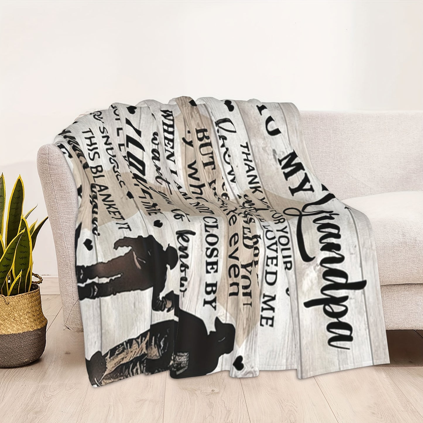 GiftoLuck “To My Grandpa” Flannel Blanket Soft Cozy Throw Perfect Gift for Granddad