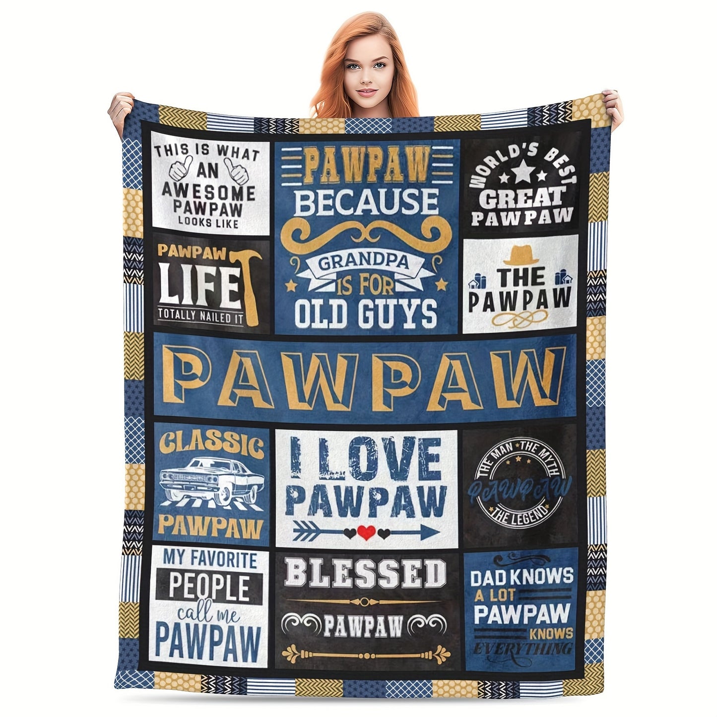 GiftoLuck “To My Grandpa” Flannel Blanket Soft Cozy Throw Perfect Gift for Granddad