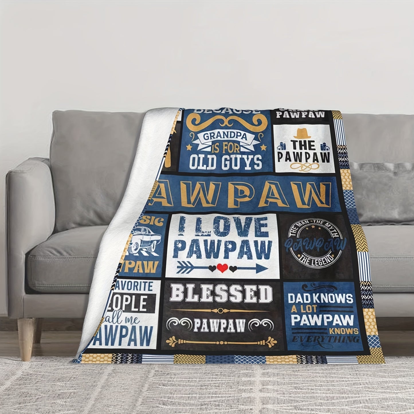 GiftoLuck “To My Grandpa” Flannel Blanket Soft Cozy Throw Perfect Gift for Granddad