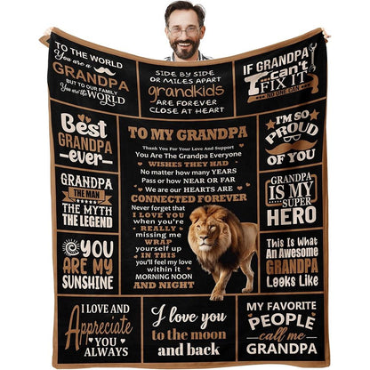 GiftoLuck “To My Grandpa” Flannel Blanket Soft Cozy Throw Perfect Gift for Granddad
