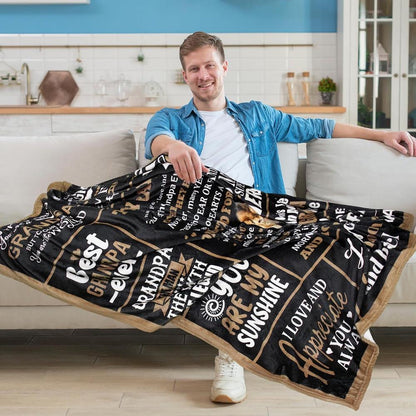 GiftoLuck “To My Grandpa” Flannel Blanket Soft Cozy Throw Perfect Gift for Granddad
