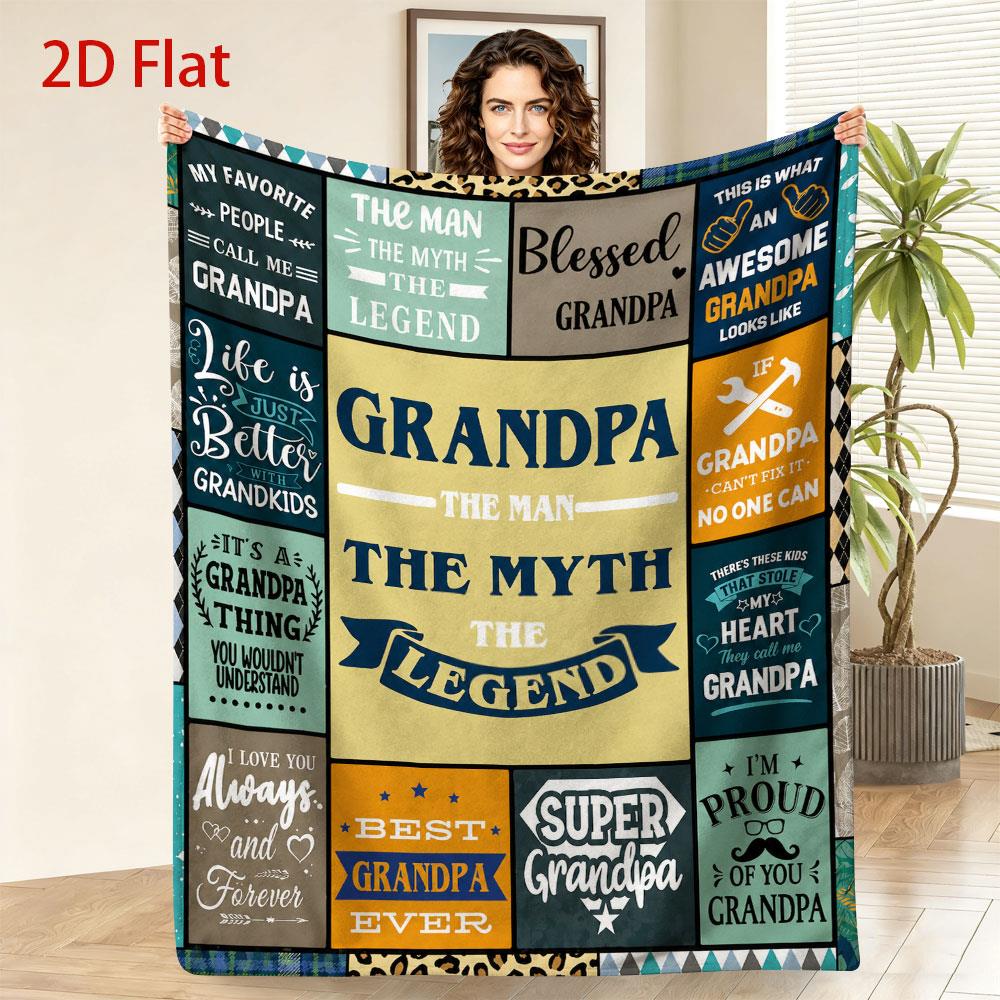 GiftoLuck “To My Grandpa” Flannel Blanket Soft Cozy Throw Perfect Gift for Granddad