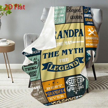 GiftoLuck “To My Grandpa” Flannel Blanket Soft Cozy Throw Perfect Gift for Granddad