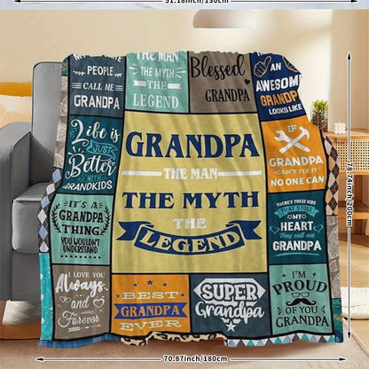 GiftoLuck “To My Grandpa” Flannel Blanket Soft Cozy Throw Perfect Gift for Granddad