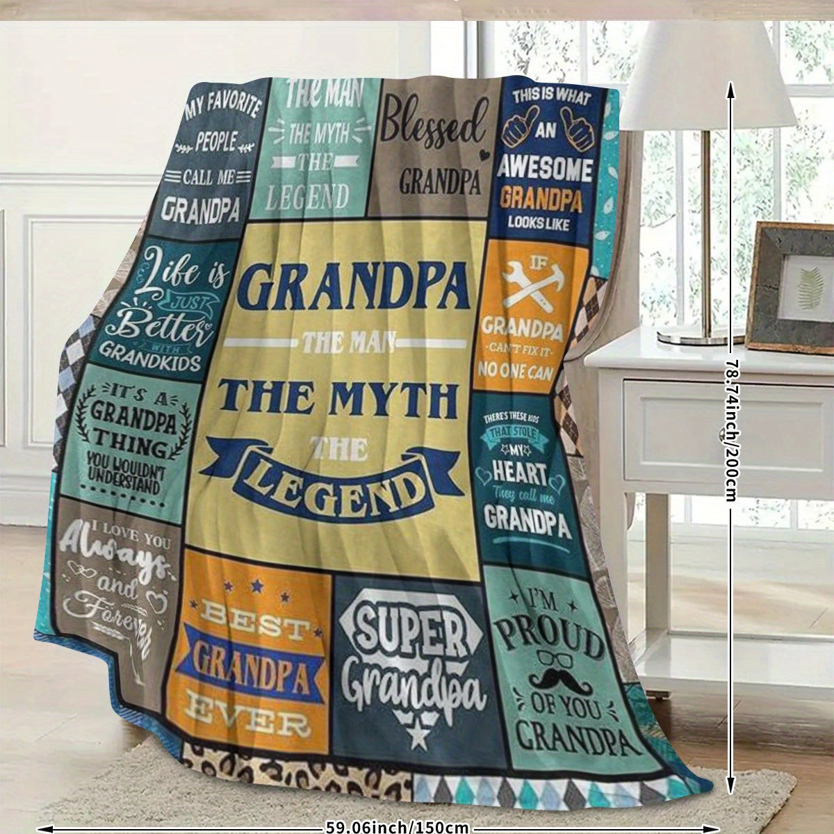 GiftoLuck “To My Grandpa” Flannel Blanket Soft Cozy Throw Perfect Gift for Granddad
