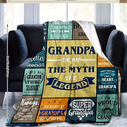 GiftoLuck “To My Grandpa” Flannel Blanket Soft Cozy Throw Perfect Gift for Granddad