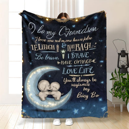 GiftoLuck “To My Grandson” Flannel Blanket – Soft, Warm & Heartfelt Gift for Grandson
