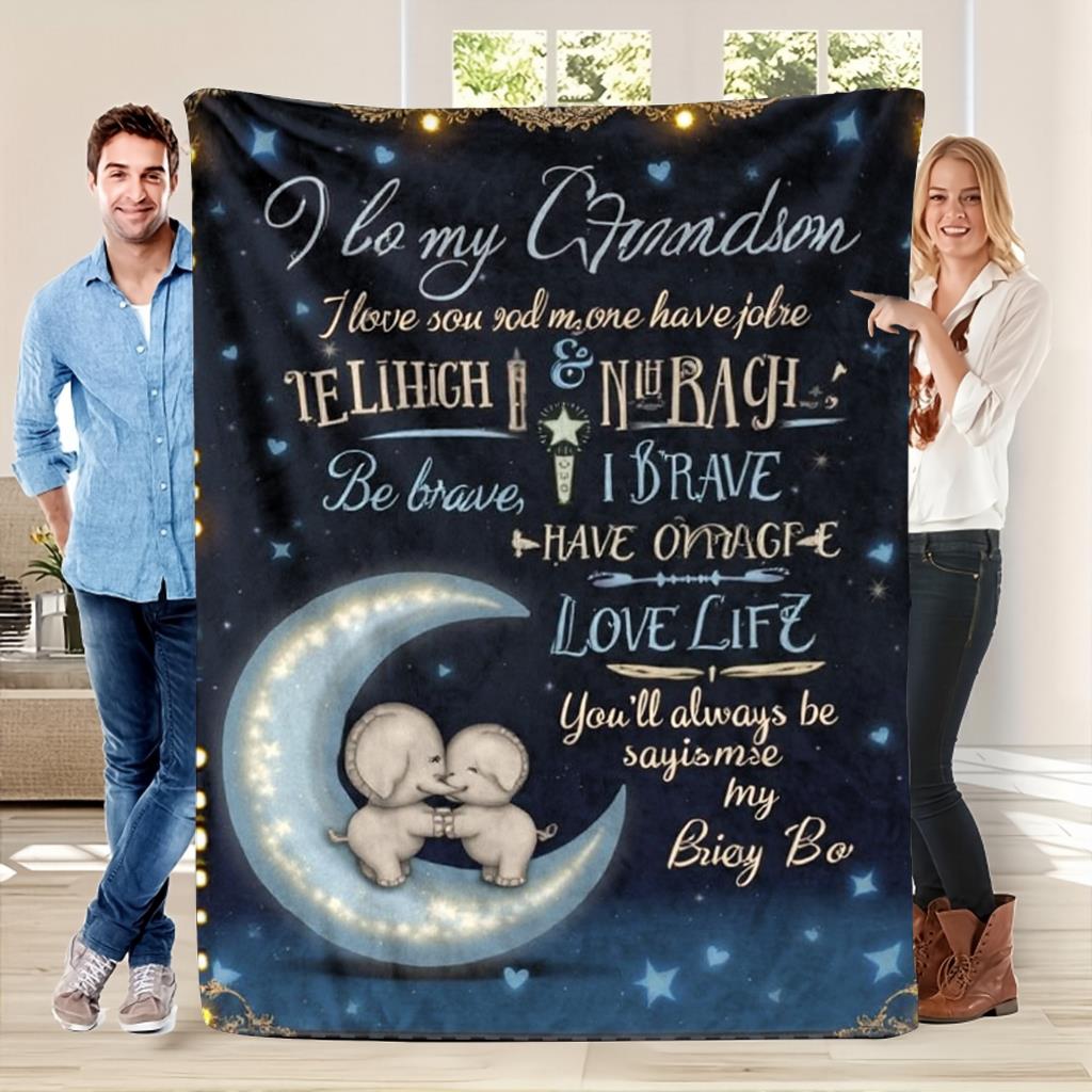 GiftoLuck “To My Grandson” Flannel Blanket – Soft, Warm & Heartfelt Gift for Grandson