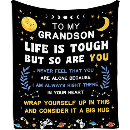 GiftoLuck “To My Grandson” Flannel Blanket – Soft, Warm & Heartfelt Gift for Grandson