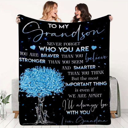 GiftoLuck “To My Grandson” Flannel Blanket – Soft, Warm & Heartfelt Gift for Grandson