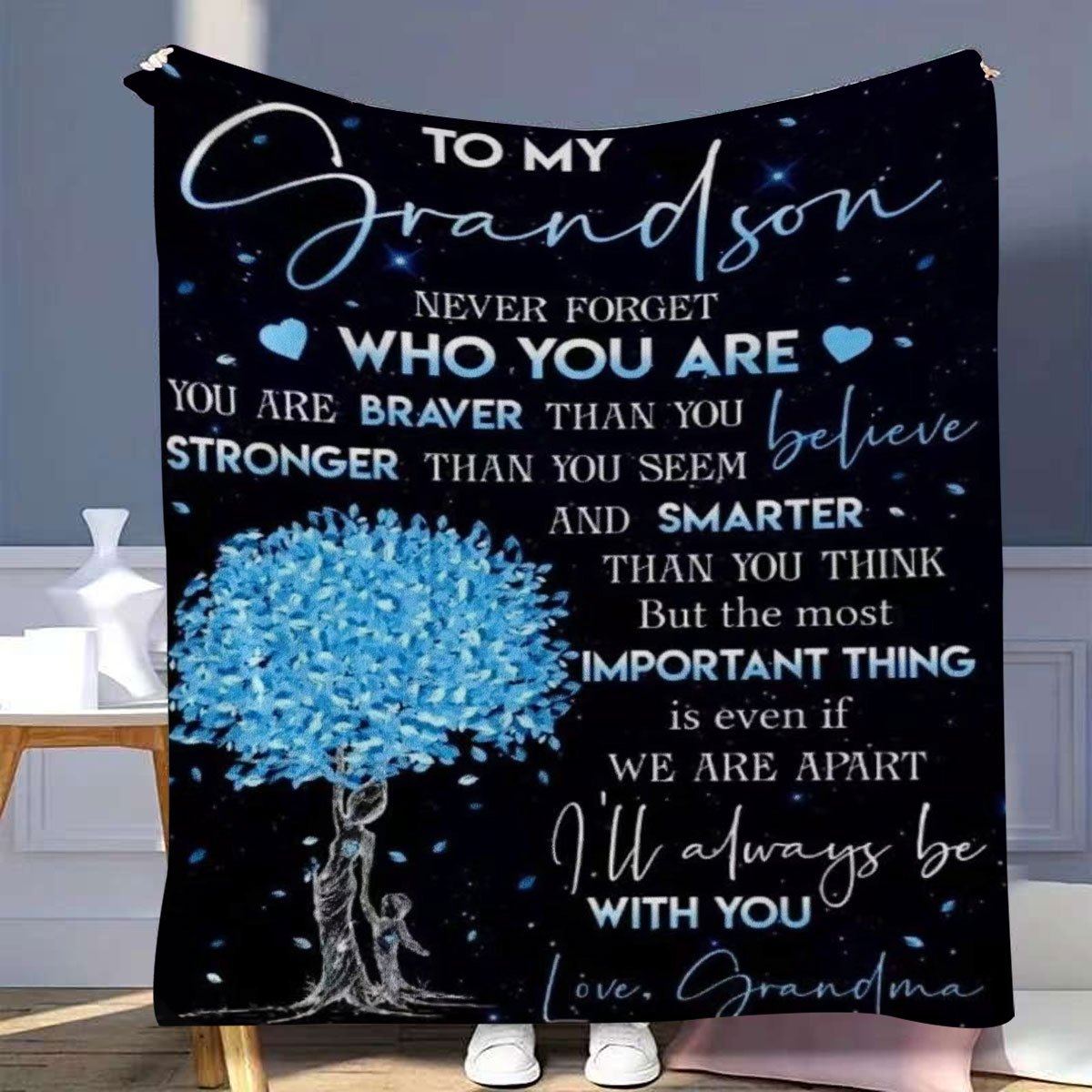 GiftoLuck “To My Grandson” Flannel Blanket – Soft, Warm & Heartfelt Gift for Grandson