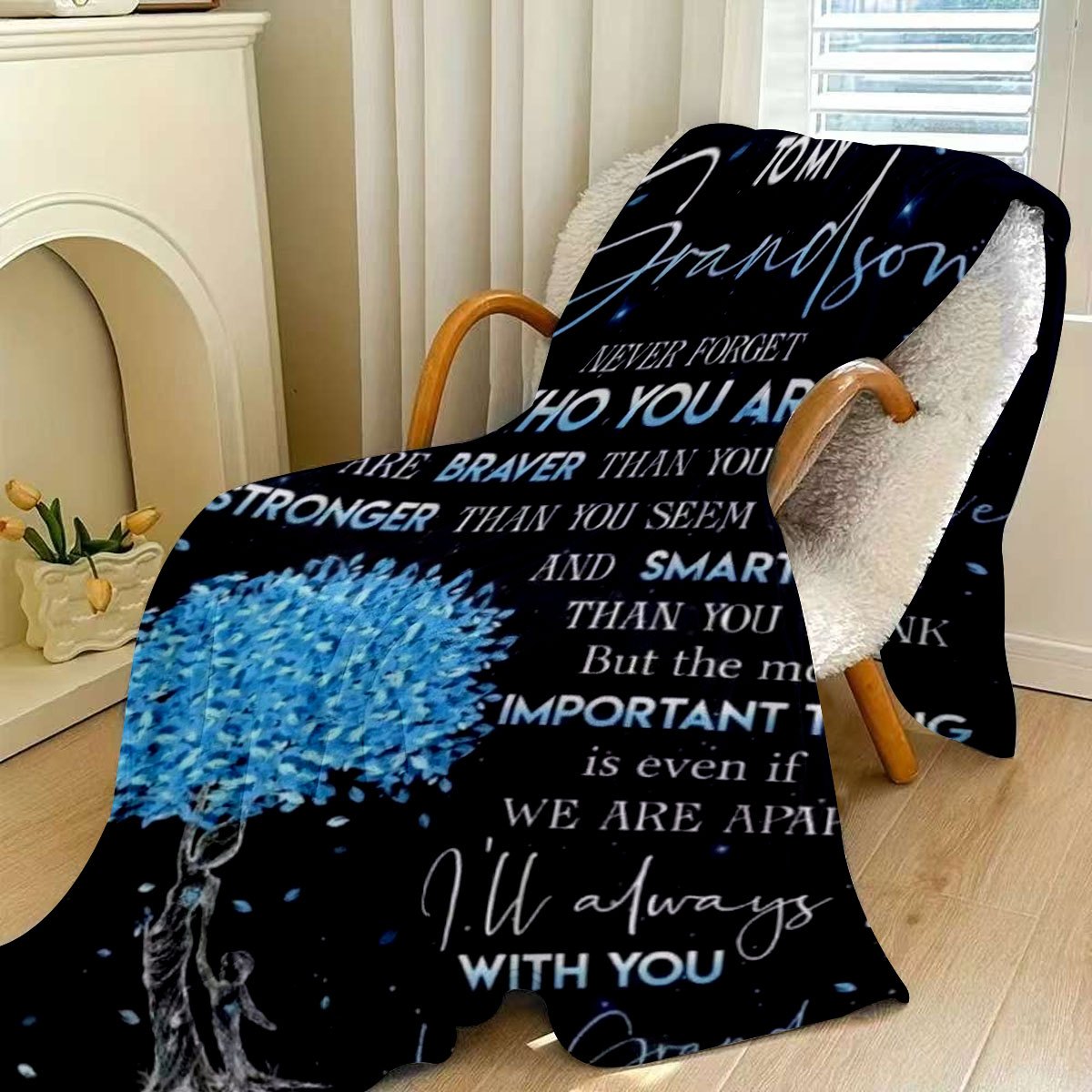 GiftoLuck “To My Grandson” Flannel Blanket – Soft, Warm & Heartfelt Gift for Grandson