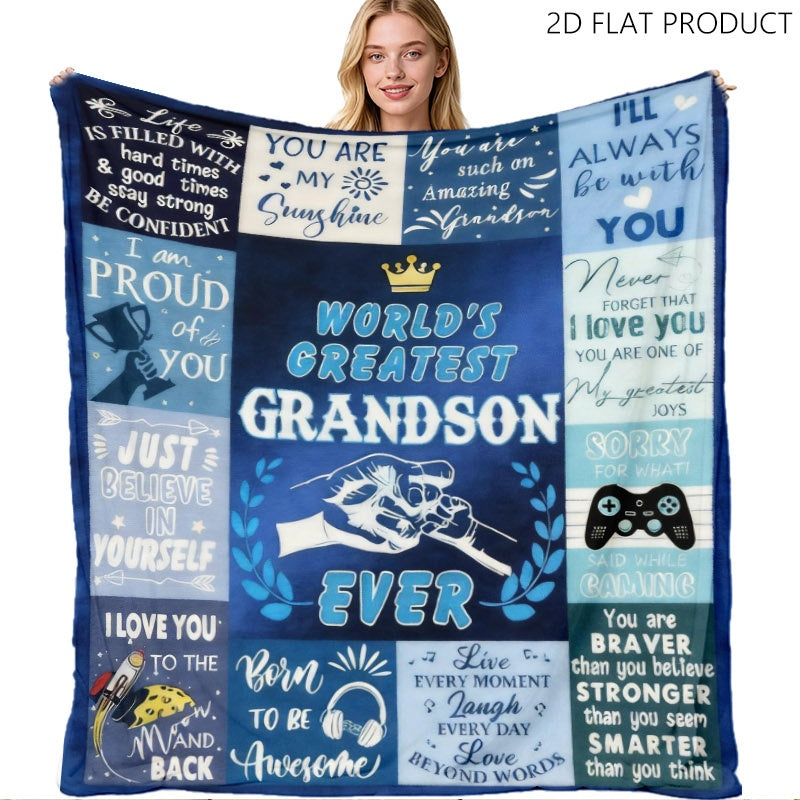GiftoLuck “To My Grandson” Flannel Blanket – Soft, Warm & Heartfelt Gift for Grandson