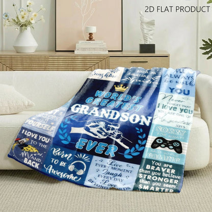 GiftoLuck “To My Grandson” Flannel Blanket – Soft, Warm & Heartfelt Gift for Grandson