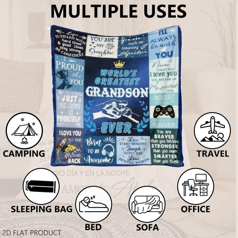 GiftoLuck “To My Grandson” Flannel Blanket – Soft, Warm & Heartfelt Gift for Grandson