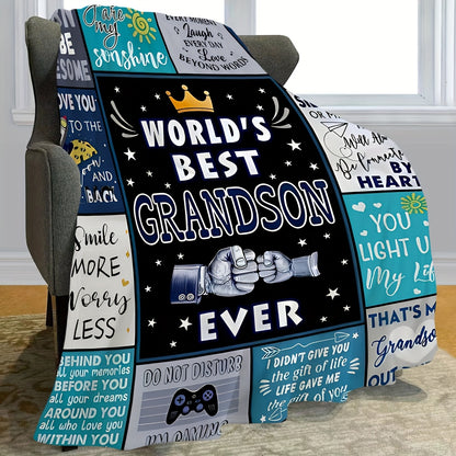 GiftoLuck “To My Grandson” Flannel Blanket – Soft, Warm & Heartfelt Gift for Grandson