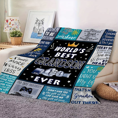 GiftoLuck “To My Grandson” Flannel Blanket – Soft, Warm & Heartfelt Gift for Grandson