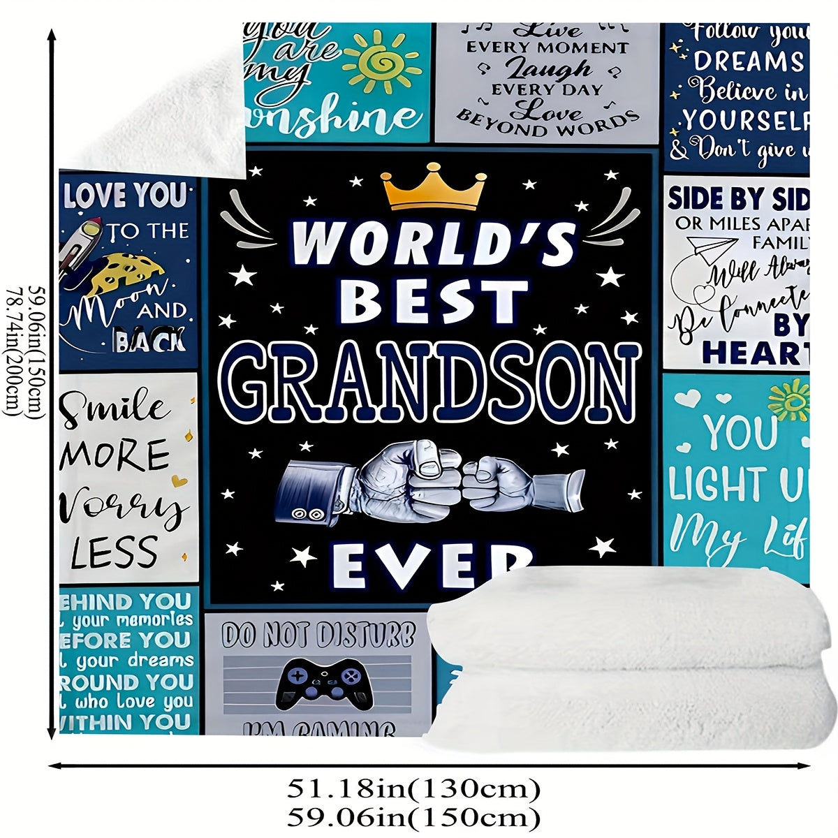 GiftoLuck “To My Grandson” Flannel Blanket – Soft, Warm & Heartfelt Gift for Grandson