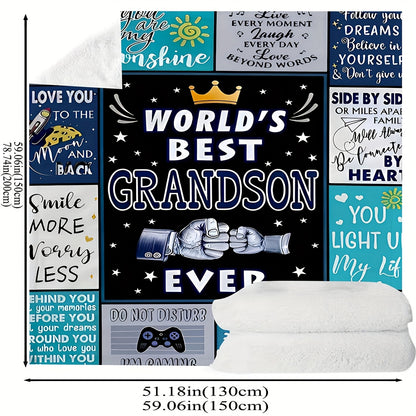 GiftoLuck “To My Grandson” Flannel Blanket – Soft, Warm & Heartfelt Gift for Grandson