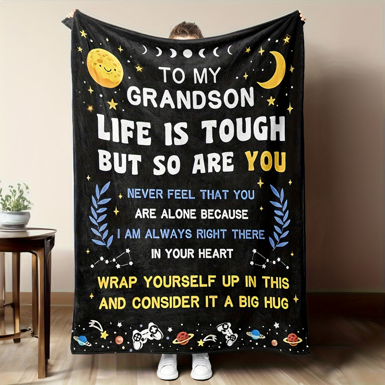 GiftoLuck “To My Grandson” Flannel Blanket – Soft, Warm & Heartfelt Gift for Grandson