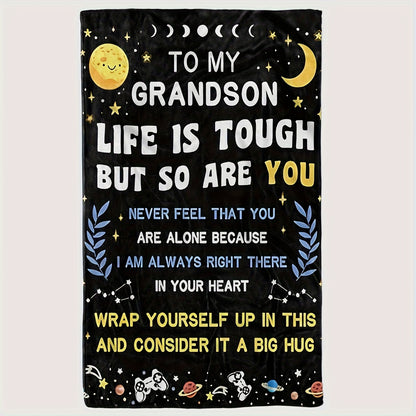 GiftoLuck “To My Grandson” Flannel Blanket – Soft, Warm & Heartfelt Gift for Grandson