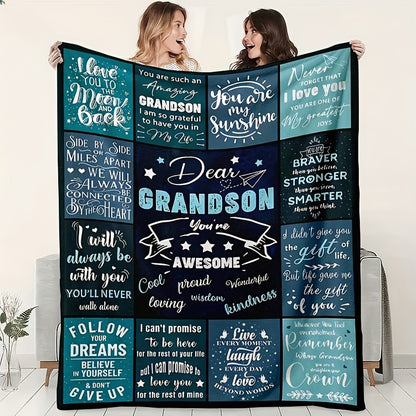 GiftoLuck “To My Grandson” Flannel Blanket – Soft, Warm & Heartfelt Gift for Grandson
