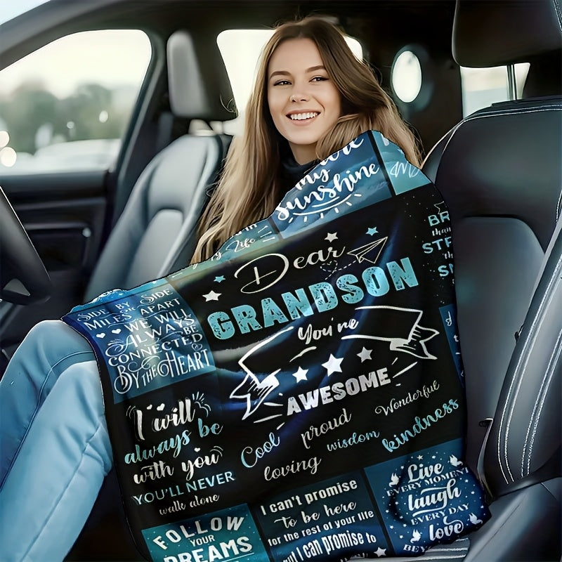 GiftoLuck “To My Grandson” Flannel Blanket – Soft, Warm & Heartfelt Gift for Grandson