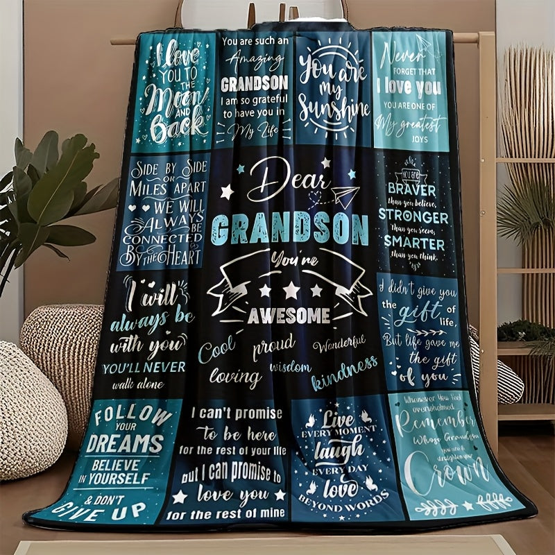 GiftoLuck “To My Grandson” Flannel Blanket – Soft, Warm & Heartfelt Gift for Grandson