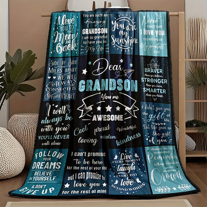 GiftoLuck “To My Grandson” Flannel Blanket – Soft, Warm & Heartfelt Gift for Grandson