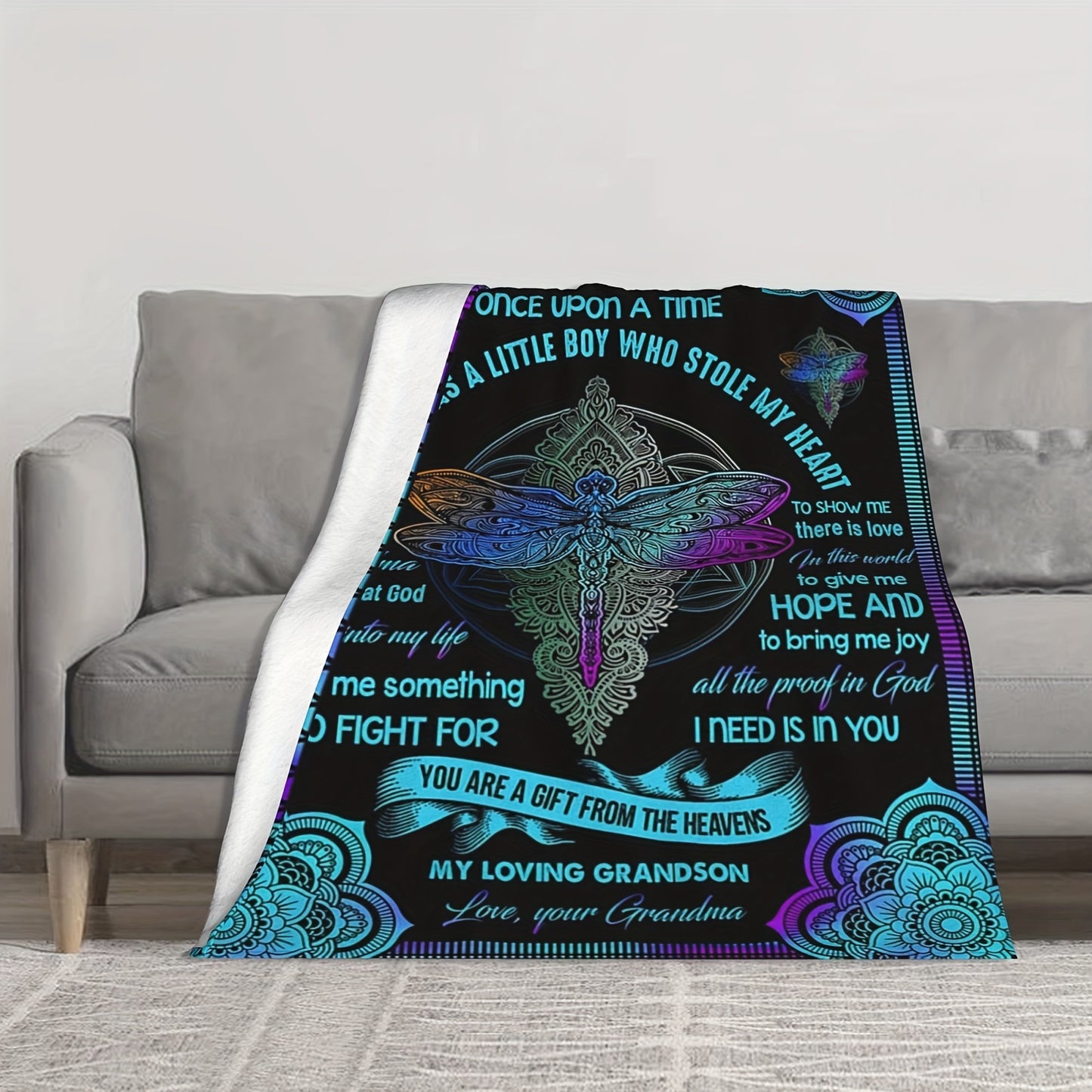 GiftoLuck “To My Grandson” Flannel Blanket – Soft, Warm & Heartfelt Gift for Grandson