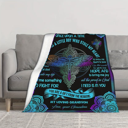 GiftoLuck “To My Grandson” Flannel Blanket – Soft, Warm & Heartfelt Gift for Grandson