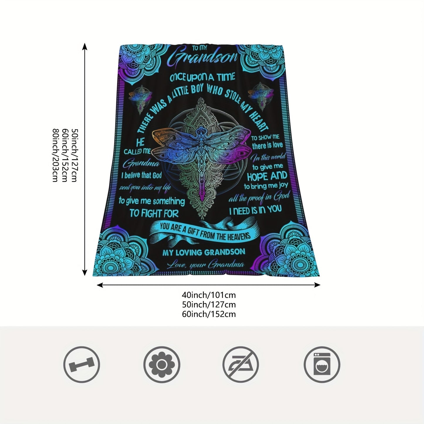 GiftoLuck “To My Grandson” Flannel Blanket – Soft, Warm & Heartfelt Gift for Grandson