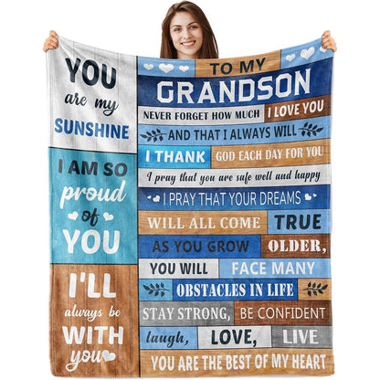Aonana “To My Grandson” Blessings Flannel Blanket