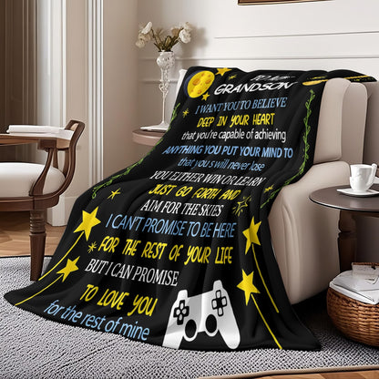 GiftoLuck “To My Grandson” Flannel Blanket – Soft, Warm & Heartfelt Gift for Grandson