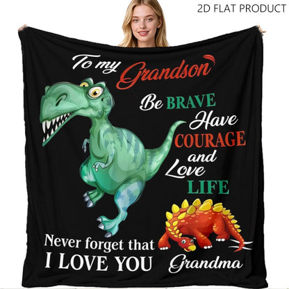 GiftoLuck “To My Grandson” Flannel Blanket – Soft, Warm & Heartfelt Gift for Grandson