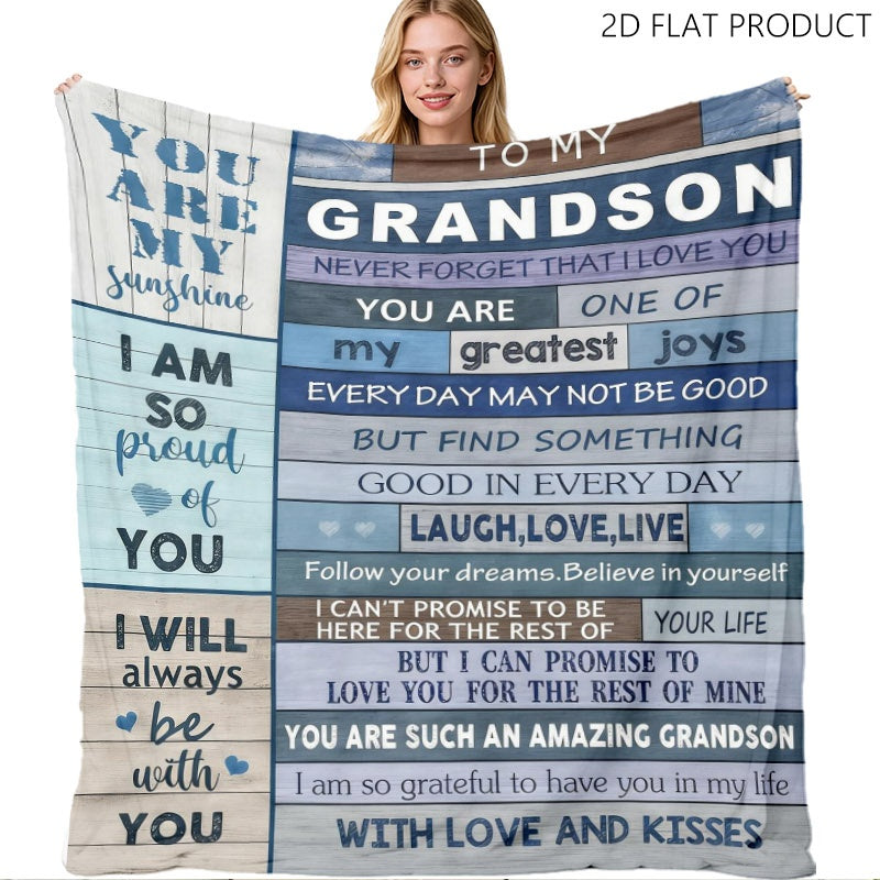 GiftoLuck “To My Grandson” Flannel Blanket – Soft, Warm & Heartfelt Gift for Grandson